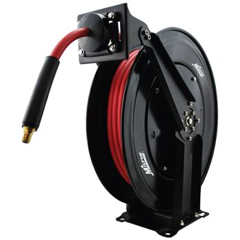 Steel Dual Arm Auto-Retractable Air Hose Reel With 3/8"x50ft. Rubber Hose - 300# Max PSI